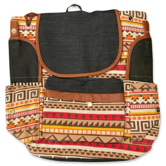 Chic. Fashion Boho Mini Backback Drawstring Snap Zipper Pocket (OSFM)(Multi) - Picture 4 of 9